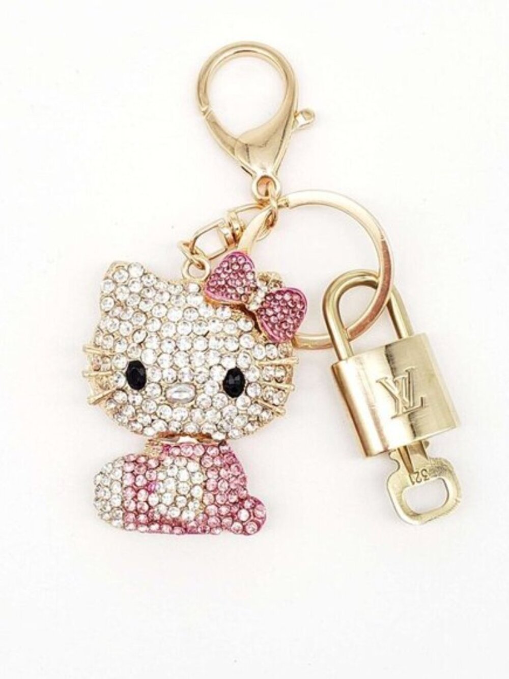 Louis Vuitton Gold Lock 🔒 Authentic LV Key + Unbranded Hello Kitty Bag Charm - Picture 5 of 8